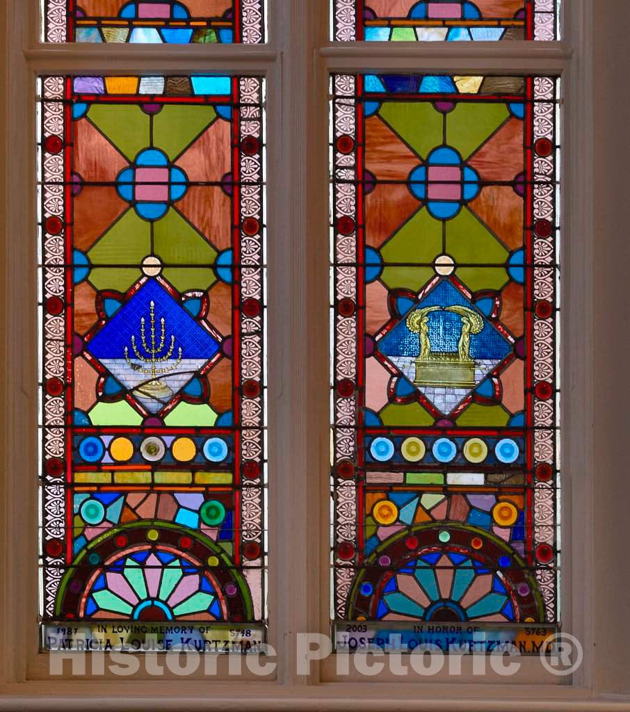 Photo- Stained Glass Windows at The Historic Kahal Kadosh Beth Elohim Synagogue, Known Locally and affectionately as The KKBE, in Charleston, South Carolina 2 Fine Art Photo