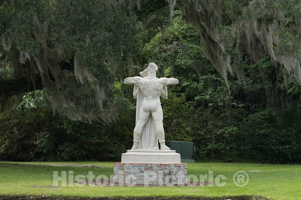 Photo - Albert Walter Wein's 1948 Limestone Sculpture,Phryne Before The Judges, at Brookgreen Gardens, a vast Complex of Sculpture Gardens, Ecosystem Trails