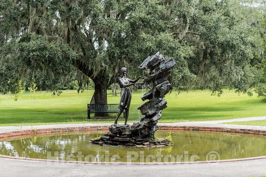 Photograph- Bruno Lucchesi's 1982 bronze sculpture,"Raphell," at Brookgreen Gardens, a vast complex of sculpture gardens, ecosystem trails, a wildlife preserve and a small zoo on four former