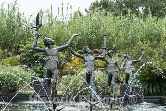 Photo - Carl Milles's 1954 Bronze Grouping,The Fountain of The Muses, at Brookgreen Gardens, a vast Complex of Sculpture Gardens, Ecosystem Trails- Fine Art Photo Reporduction