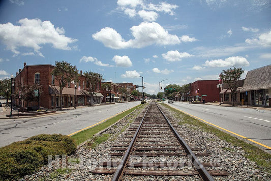 Photo - As in Many Southern U.S. Cities, a Railroad Track Runs Right Down The Middle of Commerce, Georgia's, Main Street- Fine Art Photo Reporduction