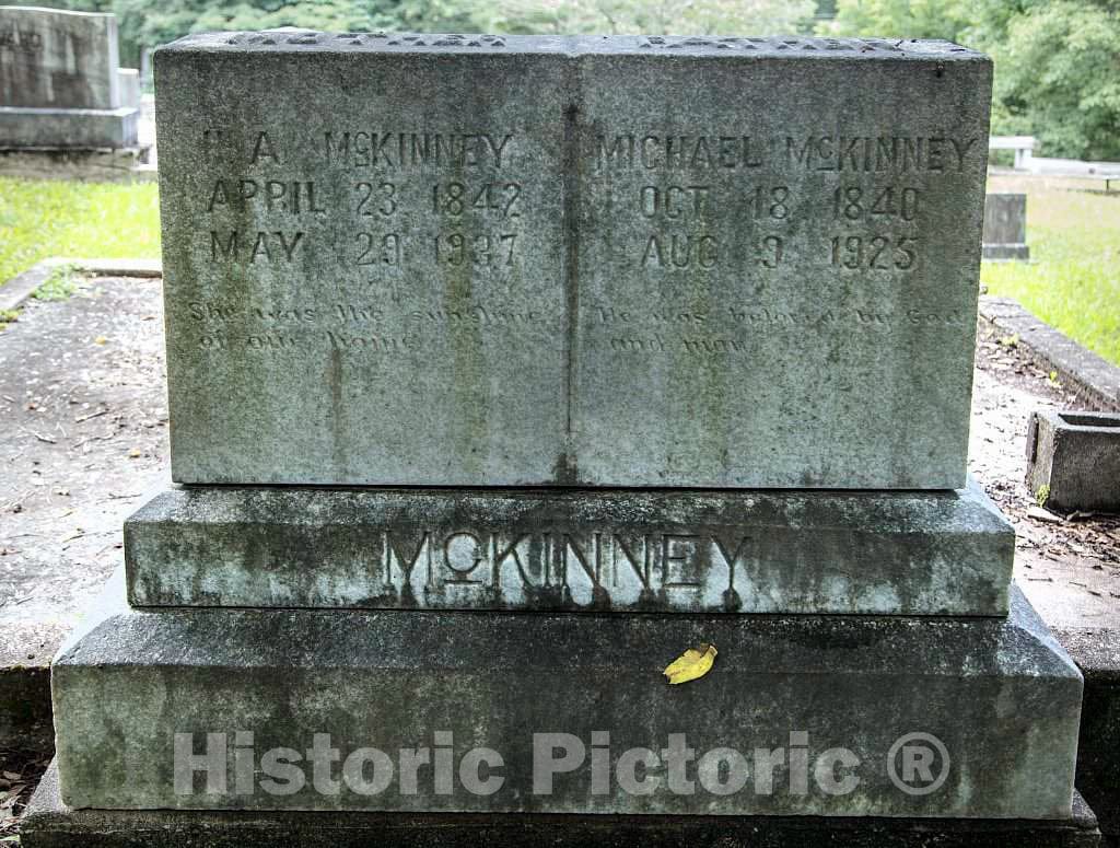 Photo - Gravestone in Blue Ridge of Col. Michael McKinney and his Wife, Hepsy Adaline Mcclure McKinney, (identified here as just A McKinney)- Fine Art Photo Reporduction