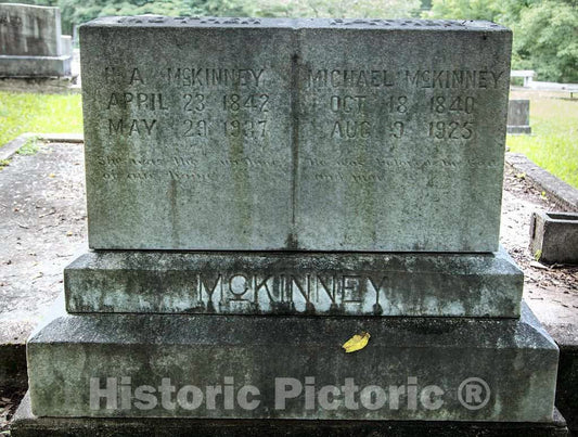 Photo - Gravestone in Blue Ridge of Col. Michael McKinney and his Wife, Hepsy Adaline Mcclure McKinney, (identified here as just A McKinney)- Fine Art Photo Reporduction