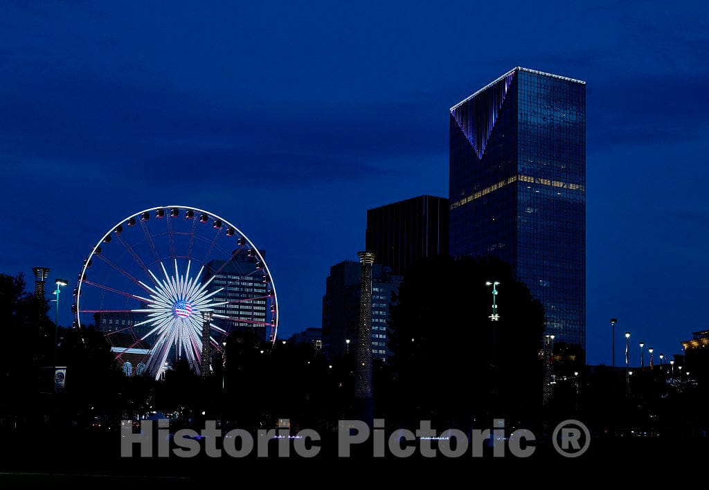 Photo - Skyview Atlanta, a Centennial Park Ferris Wheel in Atlanta, the capital city of the southern U.S. state of Georgia and the state's largest city- Fine Art Photo Reporduction