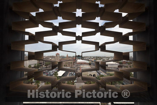 Photo - View of Phoenix Through Window. Federal Building and U.S. Courthouse, Phoenix, Arizona- Fine Art Photo Reporduction