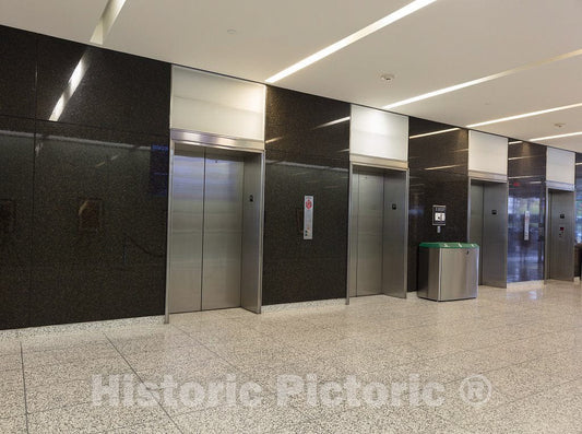 Photo - Main Lobby Elevators. Federal Building and U.S. Courthouse, Phoenix, Arizona- Fine Art Photo Reporduction