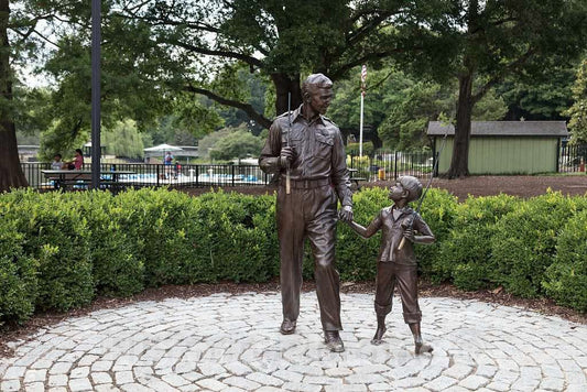 Photo - The Bronze, 2003 Statue of television's Andy Griffith Show Characters Andy Taylor (Played by Griffith) and his Son, Opie (Played by Ron Howard) in Raleigh