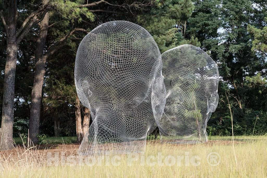 Photograph - Jaume Plensa's Awilda & Irma Mother-and-Daughter Stainless-Steel Sculptures, on Loan from The Collection of Stuart Miller, at The North Carolina Museum of Art in Raleigh 1