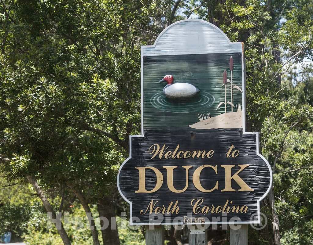 Photo- Welcome Sign in Duck, a Community Named for The Plethora of Waterfowl in The Area, in North Carolina's Outer Banks 1 Fine Art Photo Reproduction