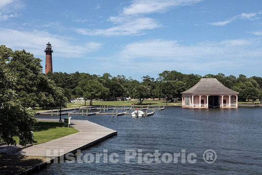 Photo - Pond with a Distant View of The Currituck Beach Light, a Lighthouse in Corolla, a Community in North Carolina's Outer Banks- Fine Art Photo Reporduction