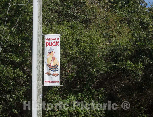 Photo- Welcome sign in Duck, a community named for the plethora of waterfowl in the area, in North Carolina's Outer Banks 2 Fine Art Photo Reproduction