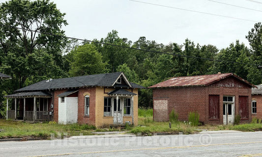 Photo - Old Brick Buildings, Once Part of a Modest Roadside Neighborhood in Elizabeth City, North Carolina- Fine Art Photo Reporduction