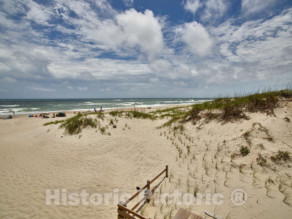 Photo - Dunes and Beach on on Ocracoke Island, a North Carolina Outer Banks Community reachable only by Ferry or Other Boat- Fine Art Photo Reporduction
