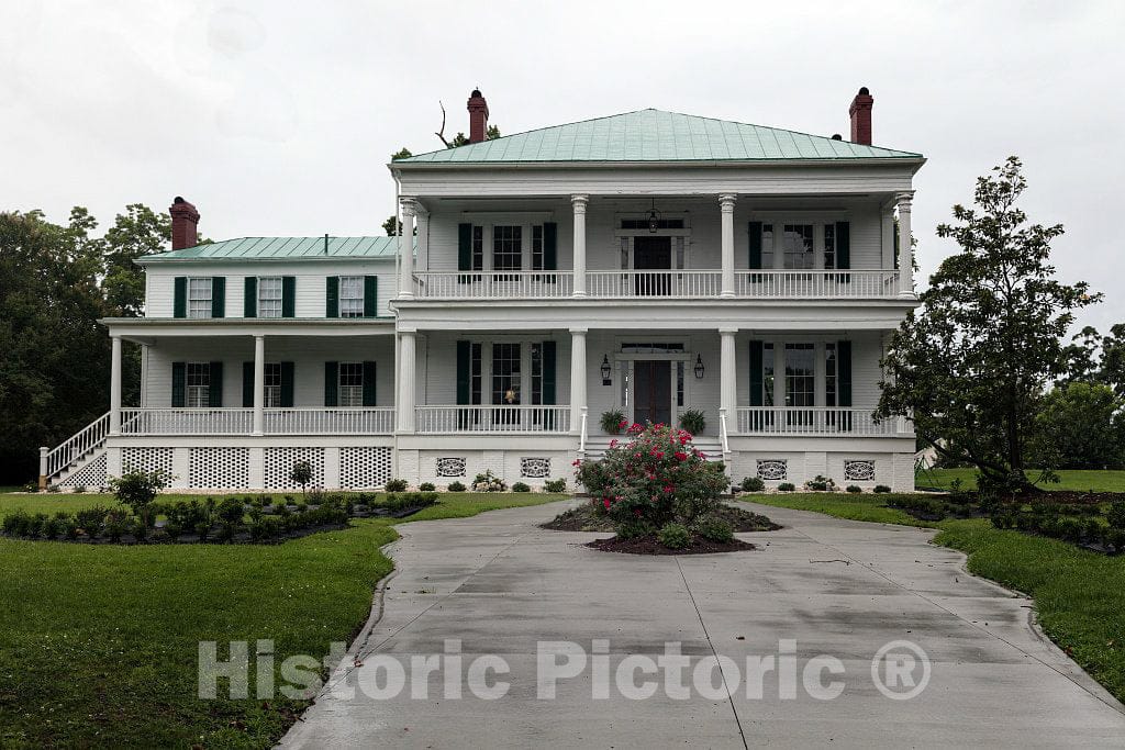 Photo - Pembroke Hall, a Historic Two-Story, Greek Revival-Style Frame Dwelling with a Low Hip roof was Built in 1849 in Edenton, North Carolina- Fine Art Photo Reporduction