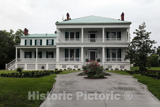 Photo - Pembroke Hall, a Historic Two-Story, Greek Revival-Style Frame Dwelling with a Low Hip roof was Built in 1849 in Edenton, North Carolina- Fine Art Photo Reporduction