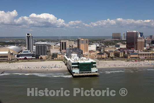 Photo - Beaches, Boardwalk and The Playground Shopping Mall on The New Jersey Shore in Atlantic City, New Jersey- Fine Art Photo Reporduction