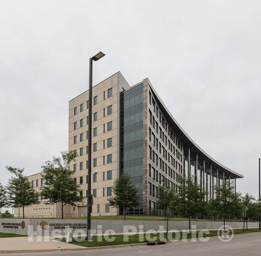 Photo - Exterior front. U.S. Courthouse and Federal Building, Cedar Rapids, Iowa- Fine Art Photo Reporduction