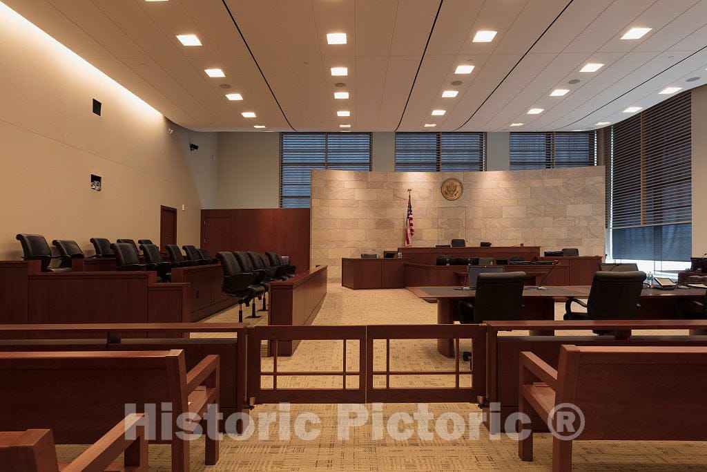 Photo - Courtroom. U.S. Courthouse and Federal Building, Cedar Rapids, Iowa- Fine Art Photo Reporduction