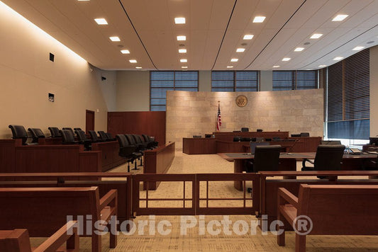 Photo - Courtroom. U.S. Courthouse and Federal Building, Cedar Rapids, Iowa- Fine Art Photo Reporduction