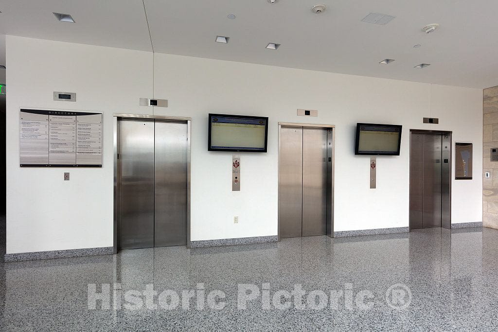 Photo - Elevators. U.S. Courthouse and Federal Building, Cedar Rapids, Iowa- Fine Art Photo Reporduction