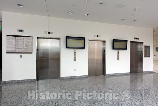 Photo - Elevators. U.S. Courthouse and Federal Building, Cedar Rapids, Iowa- Fine Art Photo Reporduction