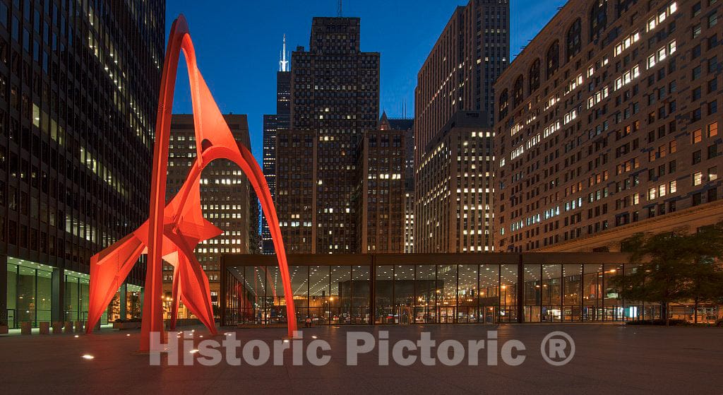 Photo - Night View of Chicago Federal Center, Chicago, Illinois- Fine Art Photo Reporduction