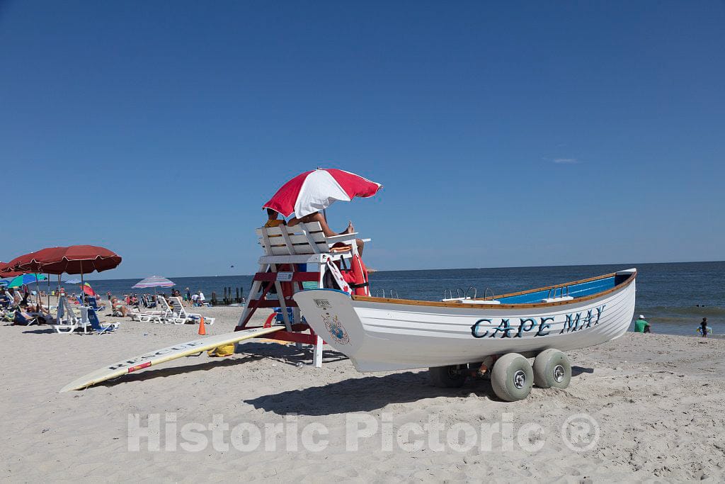 Photo - Lifeguards and Lifeboat Along The Jersey Shore in Cape May, New Jersey- Fine Art Photo Reporduction