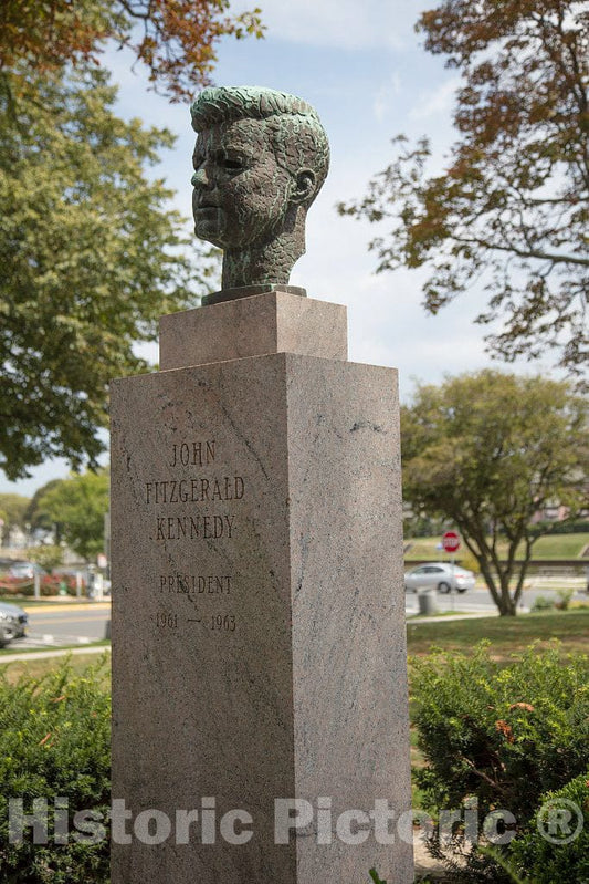 Photo - Bronze Bust of JFK in Kennedy Park Located in Asbury Park, New Jersey- Fine Art Photo Reporduction