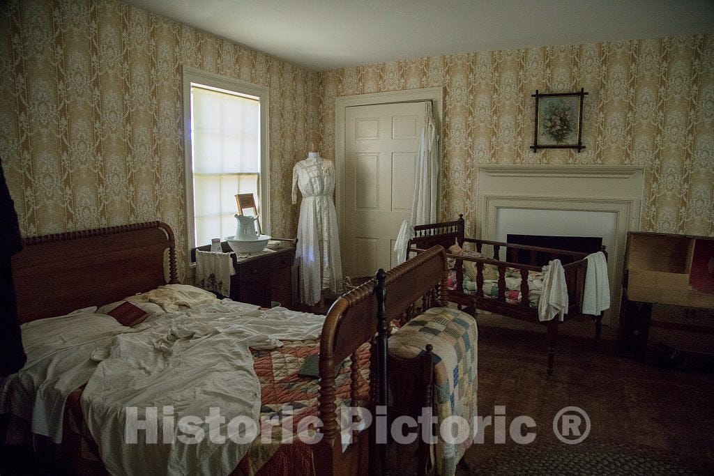 Photo - Bedroom in The Henry Phillips House at The Howell Living History Farm in Lambertville, New Jersey- Fine Art Photo Reporduction
