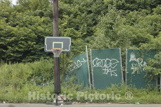 Photo - Street Scene with Basketball Hoop in Camden, New Jersey- Fine Art Photo Reporduction