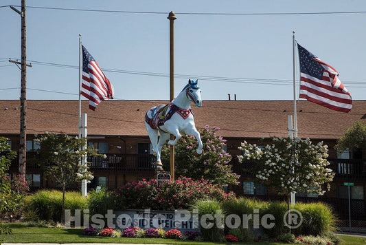 Photo - Welcome Sign and Carousel Horse in Seaside Heights, New Jersey- Fine Art Photo Reporduction