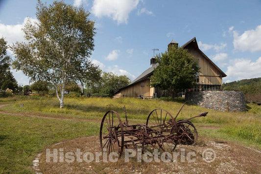 Photo - Barn and Rustic Farm Equipment at The Southeastern Vermont Welcome Center in Guilford, Near The First northbound exit for Brattleboro on Interstate Highway 91
