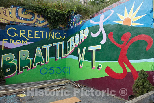 Photo - Welcome Sign in a Corner of Brattleboro, Vermont, That Includes Several Art Studios and installations- Fine Art Photo Reporduction
