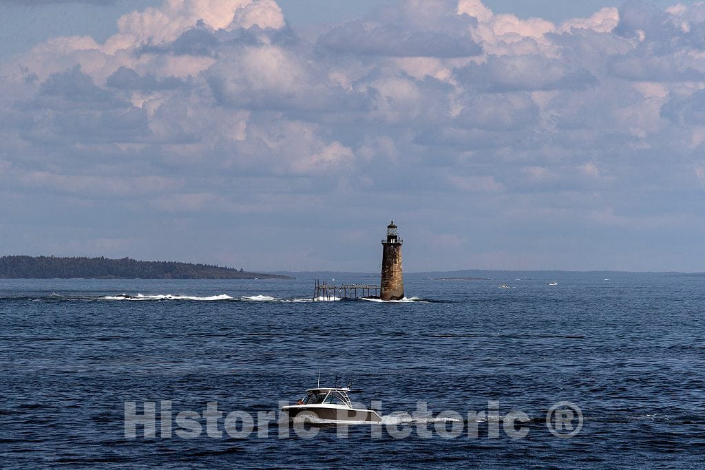 Photo - Ram Island Ledge Light, a Lighthouse in Casco Bay, Maine, Marking one end of The Main Channel Leading to Portland Harbor- Fine Art Photo Reporduction