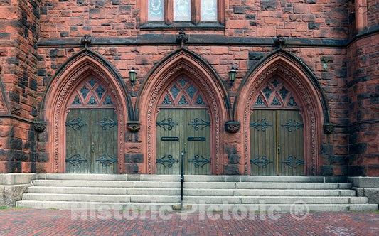 Photo- Doorway of The State Street Church, Home of a United Church of Christ Congregation in Portland, Maine. The Church, Designed by William Washburn, was Built in 1851