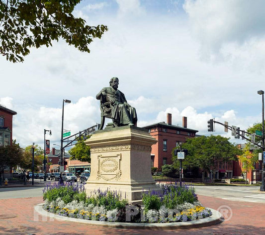 Photo - Monument to 19th Century American Poet and Educator Henry Wadsworth Longfellow in Portland, Maine's, Longfellow Square- Fine Art Photo Reporduction