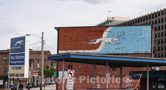 Photo - Old and Fairly New Signs at The Greyhound Bus Terminal in Portland, Maine's Largest City- Fine Art Photo Reporduction
