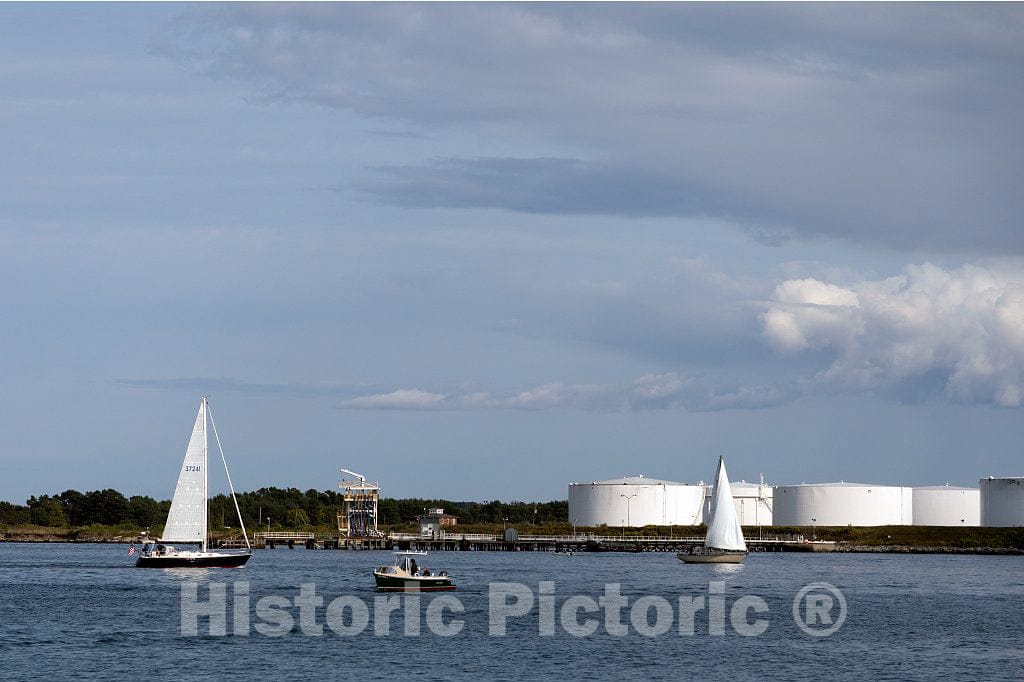 Photo- Scene at The Busy Harbor on Casco Bay in Portland, Maine's Largest City 3 Fine Art Photo Reproduction