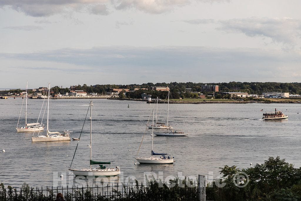 Photo- Small boats moored at the busy harbor on Casco Bay in Portland, Maine's largest city 1 Fine Art Photo Reproduction