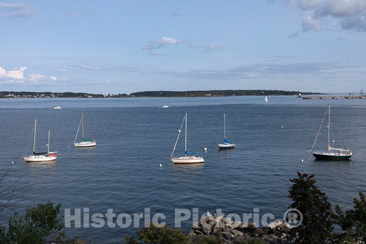 Photo- Small boats moored at the busy harbor on Casco Bay in Portland, Maine's largest city 2 Fine Art Photo Reproduction