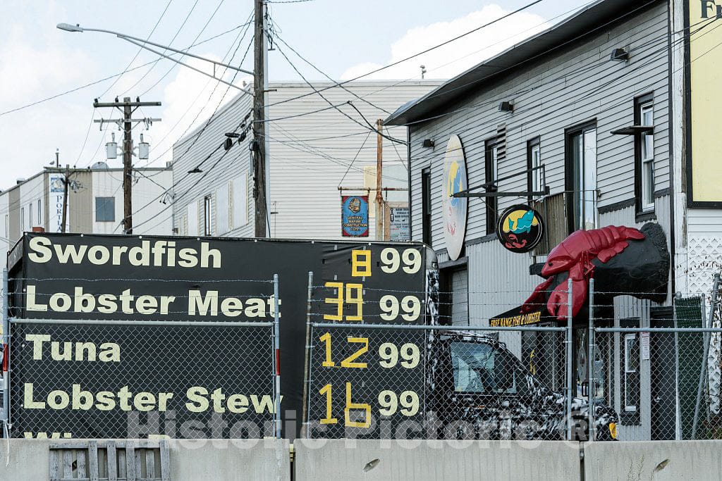 Photo - Price Rundown at a Fish Market at The Busy Harbor on Casco Bay in Portland, Maine's Largest City- Fine Art Photo Reporduction