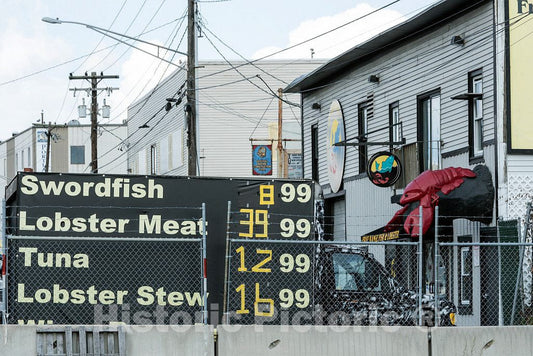 Photo - Price Rundown at a Fish Market at The Busy Harbor on Casco Bay in Portland, Maine's Largest City- Fine Art Photo Reporduction