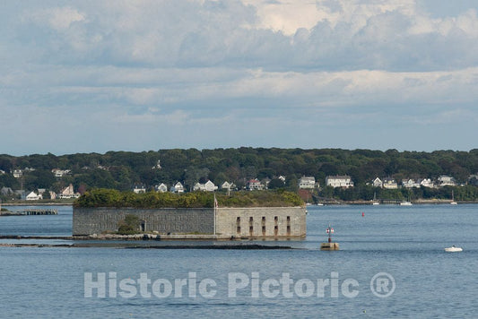 Photo- View of Historic Fort Gorges in The Busy Harbor on Casco Bay in Portland, Maine's Largest City 1 Fine Art Photo Reproduction