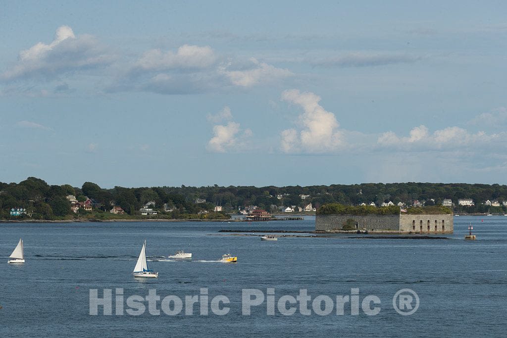 Photo- View of Historic Fort Gorges in The Busy Harbor on Casco Bay in Portland, Maine's Largest City 2 Fine Art Photo Reproduction