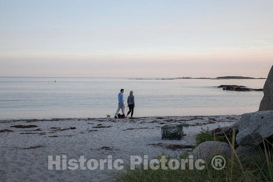 Photo - A Couple strolls Goose Creek Beach in Kennebunkport, Maine- Fine Art Photo Reporduction