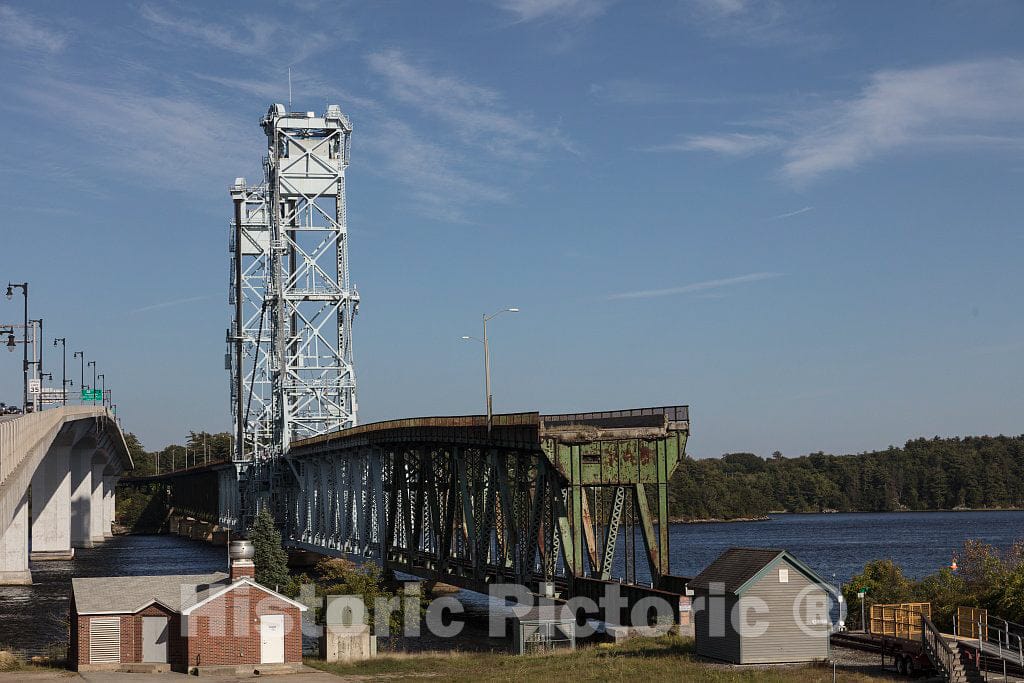 Photo - Bridges, Including The Now-Incomplete Carlton Lift Bridge Over The Kennebec River in The Shipbuilding Town of Bath, Maine- Fine Art Photo Reporduction