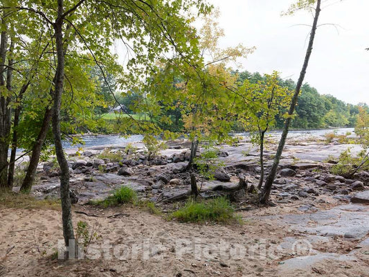 Photograph - The Limington Rapids on the rocky Saco River, near Limington, Maine, are a family attraction. There's a venerable picnic area with rain-worn roof shelters up the bank from here 4
