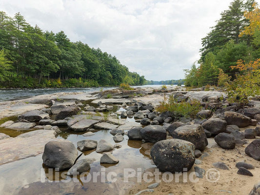 Photograph - The Limington Rapids on the rocky Saco River, near Limington, Maine, are a family attraction. There's a venerable picnic area with rain-worn roof shelters up the bank from here 5