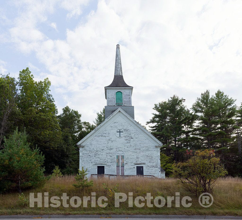 Photo - This Old Church, high Above The Old Highway Known as The Ossipee Trail, Near Limington, Maine, is Abandoned and unmarked- Fine Art Photo Reporduction