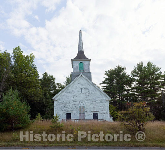 Photo - This Old Church, high Above The Old Highway Known as The Ossipee Trail, Near Limington, Maine, is Abandoned and unmarked- Fine Art Photo Reporduction